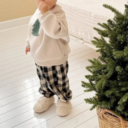 チェックパンツ 裏起毛 ゆったり バルーンシルエット カジュアル ボトムス【mh0011632】