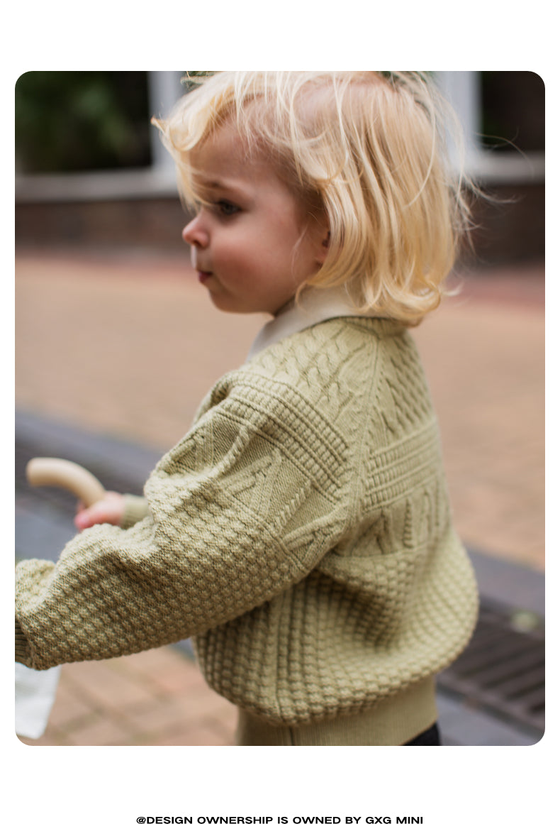 -長袖ニットセーター ケーブル編み リブ編み クルーネック プルオーバー【mh0011305】 - mamahalo shop - ニット・セーター -  べビー服 - 子供服 - 男の子 - 女の子