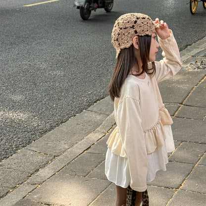 -フリル裾リブ長袖Tシャツチュニックカットソー【mh0010803】 - mamahalo shop - 長袖Tシャツ -  べビー服 - 子供服 - 男の子 - 女の子