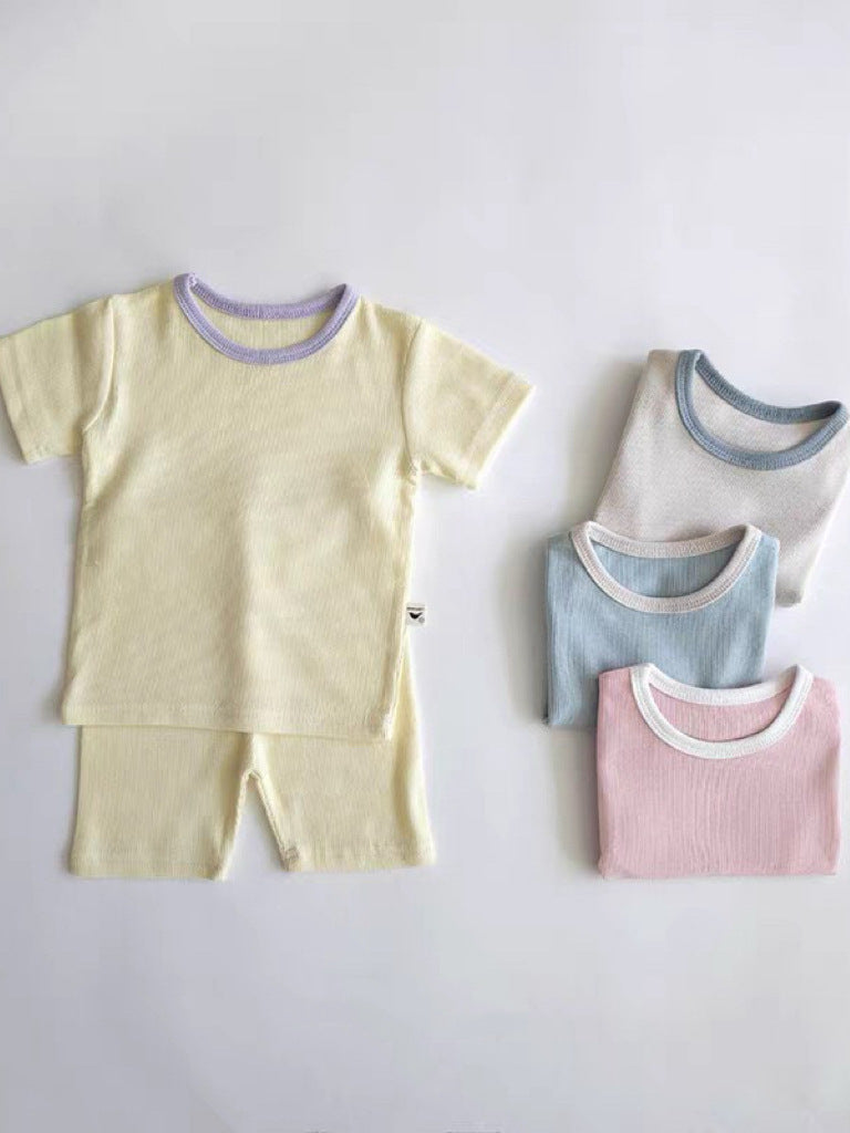 Crew Neck Short-Sleeve T-shirt Shorts Set Daily Short Sleeve T-shirt Shorts Set [mh0013277]