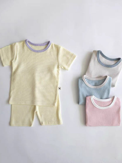Crew Neck Short-Sleeve T-shirt Shorts Set Daily Short Sleeve T-shirt Shorts Set [mh0013277]