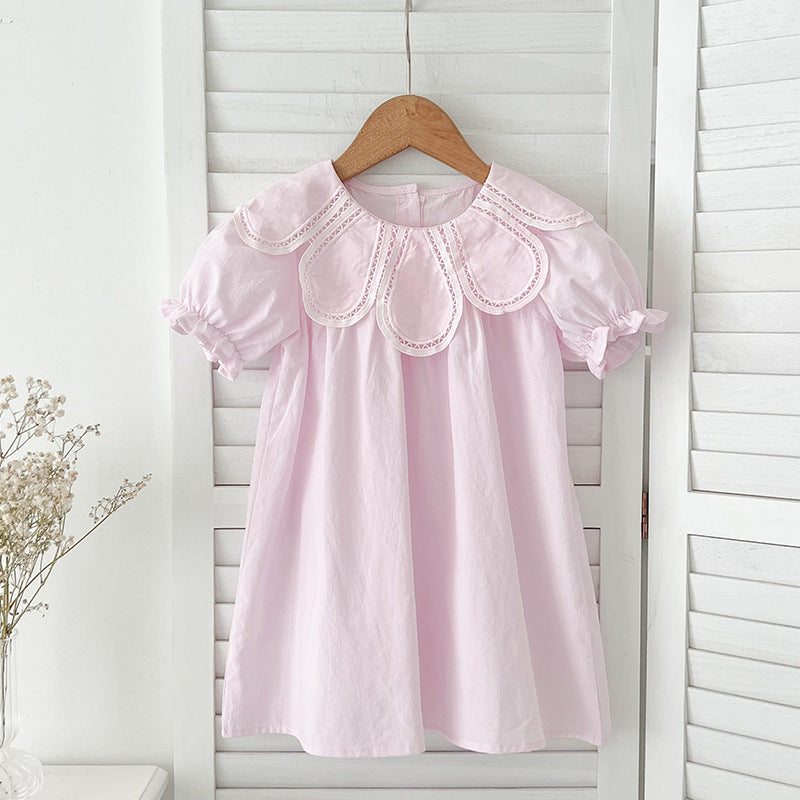 Petal Collar Romper Puff Sleeve Dress ラッフル ロンパース ミモレ丈ワンピース【mh0013158】