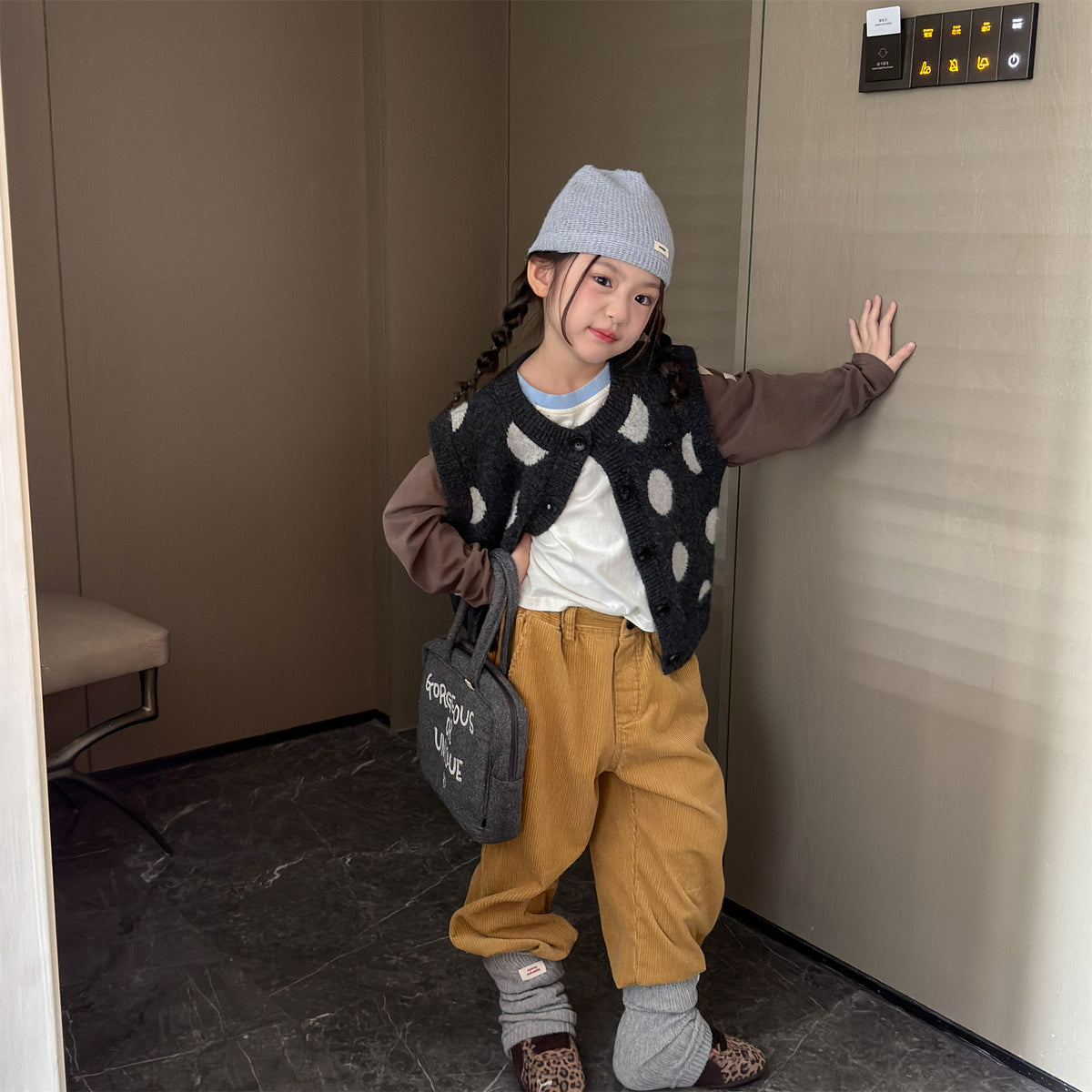 キッズ コーデュロイ ルーズ ワイド ロングパンツ【mh0014332】