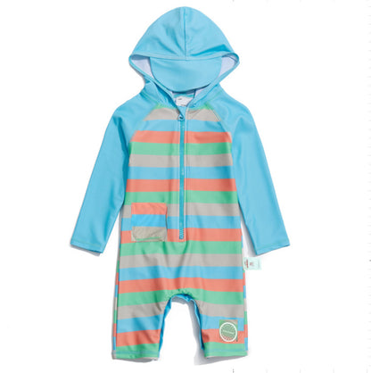 One-piece Hooded Sun-protection Swimsuit プリント フード付き長袖水着【mh0013318】