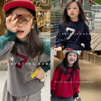 -ナンバーワッペン星柄フリーストレーナー【mh0010909】 - mamahalo shop - トレーナー・フーディ -  べビー服 - 子供服 - 男の子 - 女の子