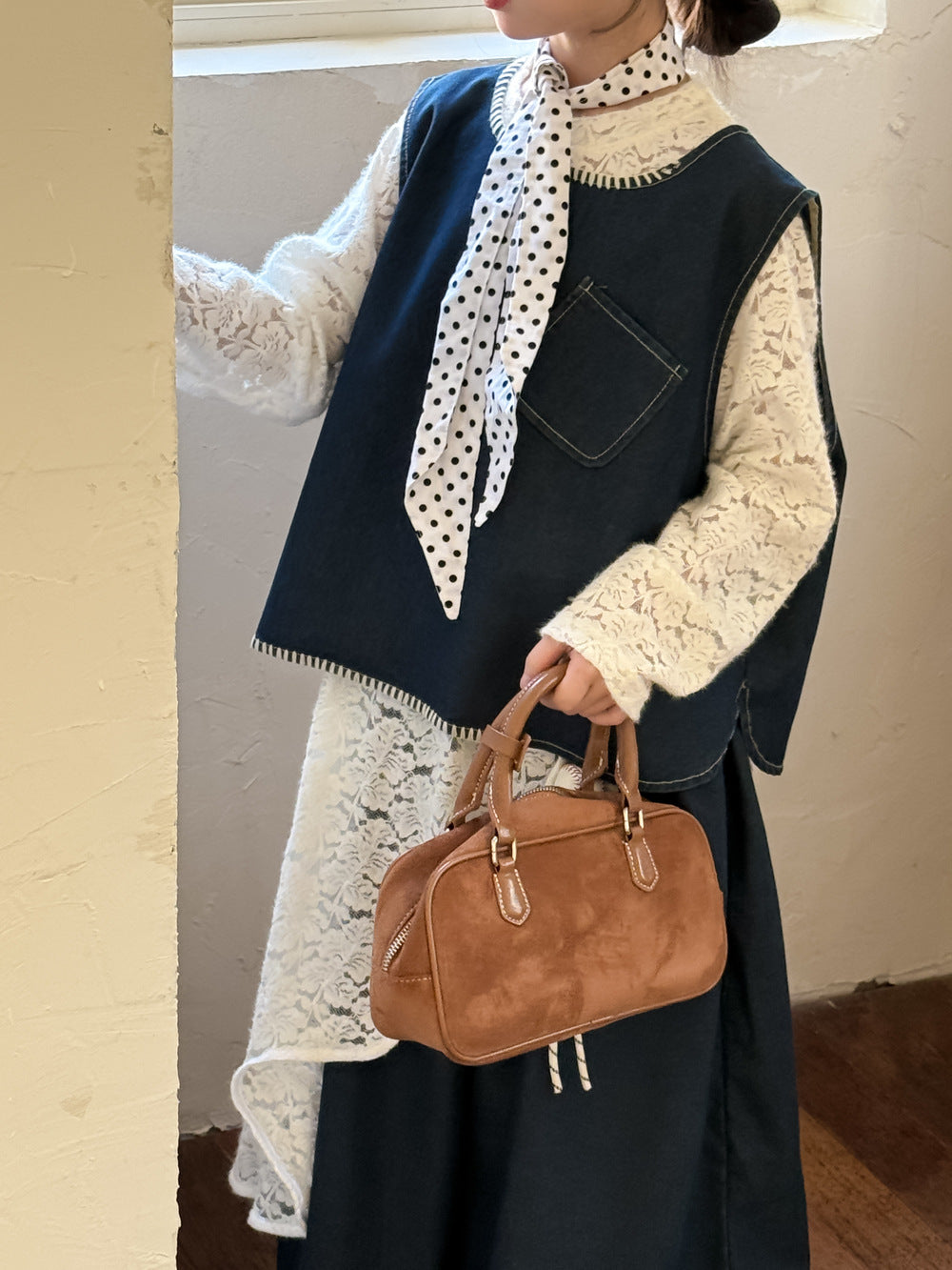 -デニムベスト+ワイドパンツセットアップ 2点セット/レースアシメ重ね着長袖ワンピース【mh0010969】 - mamahalo shop - ノースリーブセットアップ -  べビー服 - 子供服 - 男の子 - 女の子