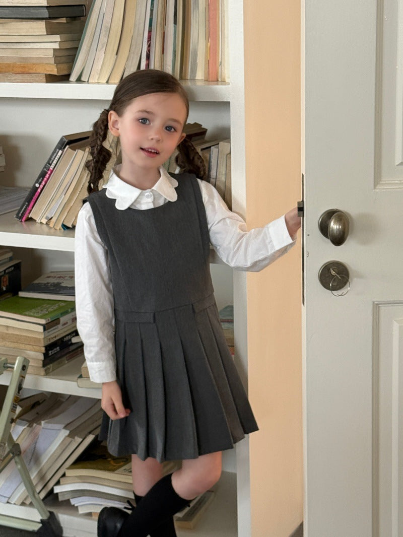 Kids' Sleeveless Pleated Dress with Waist Seam【mh0014072】