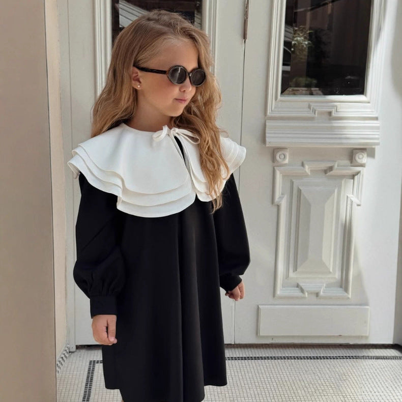 2025 INS Rusia Primavera-Otoño Niñas Algodón-Lino Cuello Muñeca Desmontable Manga Larga JK Elegante Vestido Estilo Cortesano【mh0013870】