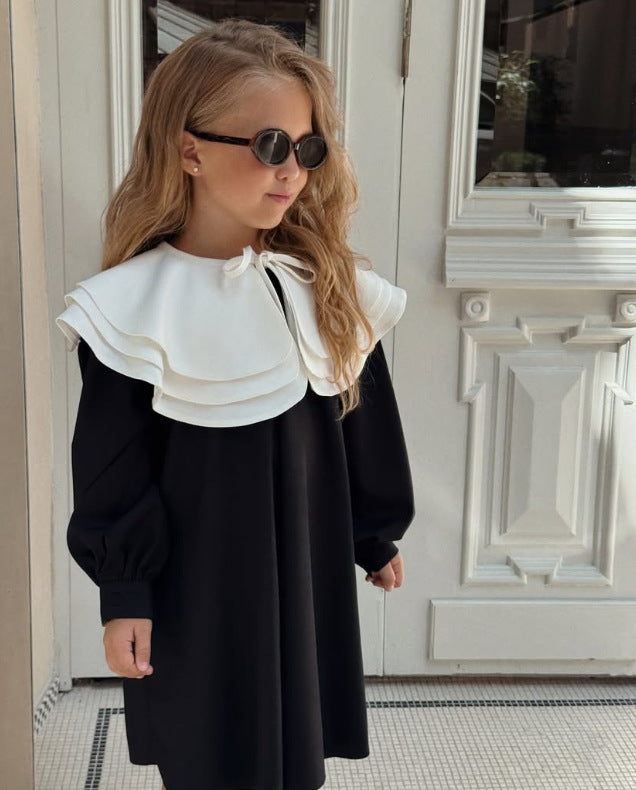 2025 INS Rusia Primavera-Otoño Niñas Algodón-Lino Cuello Muñeca Desmontable Manga Larga JK Elegante Vestido Estilo Cortesano【mh0013870】