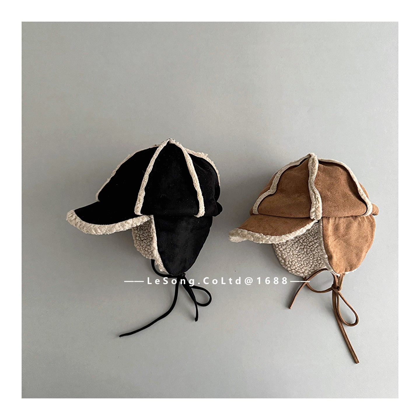 キッズ帽子 フェイクムートン フェイクスウェード スエード 耳当て付き パイロットキャップ【mh0011834】