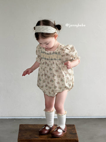 Floral Cotton Smocking Romper [mh0012542]