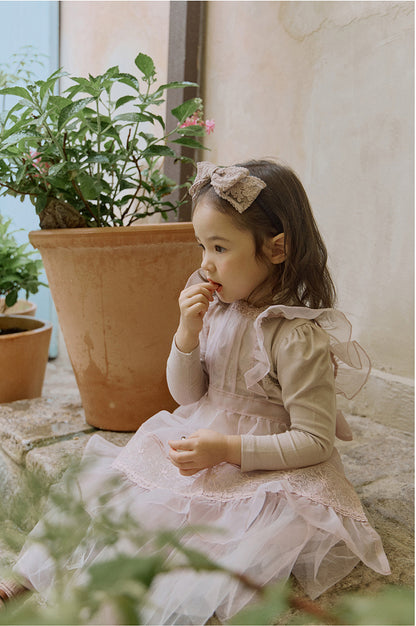 -襟元フリル長袖Tシャツ レース切り替えブラウス【mh0010832】 - mamahalo shop - 長袖Tシャツ -  べビー服 - 子供服 - 男の子 - 女の子