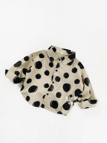 Large Polka Dot Loose Long Sleeve Shirt コインドット 長袖シャツ【mh0012567】