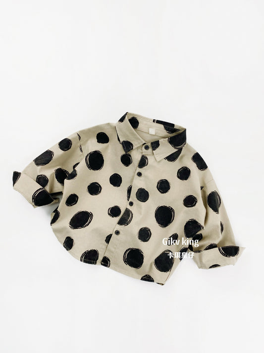 Large Polka Dot Loose Long Sleeve Shirt