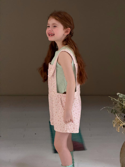 Floral Print Twill Overalls フラワー 小花柄 ショートオーバーオール【mh0012883】