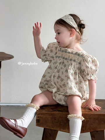 Floral Cotton Smocking Romper [mh0012542]