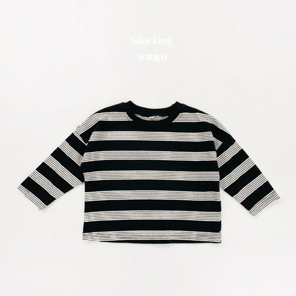 Wide Stripe Loose Long Sleeve T-shirt