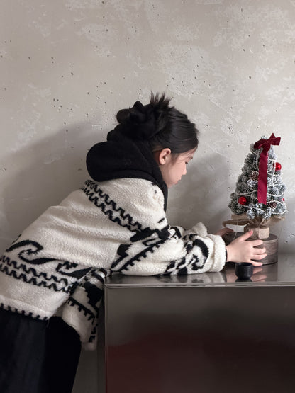 ラムフリースジャケット トライバル柄 ネイティブ柄 フーディコート【mh0011868】