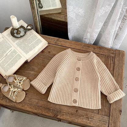 -ワイドリブ編みニットカーディガン長袖トップス【mh0010839】 - mamahalo shop - カーディガン・パーカー -  べビー服 - 子供服 - 男の子 - 女の子