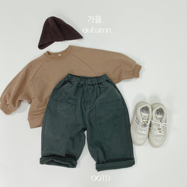 キッズ パッチワーク ルーズ ワークパンツ【mh0013928】
