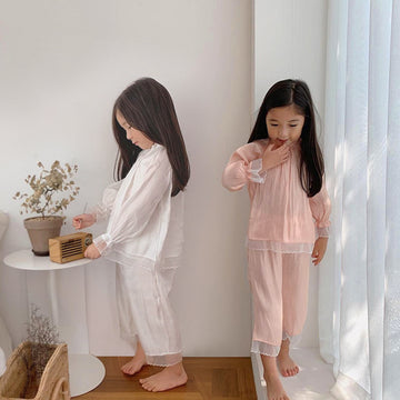 Princess Lace Long Sleeve Pajama Set レース フリル 長袖 ルームウェア【mh0012680】