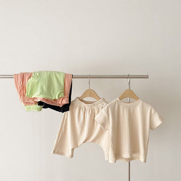 Ribbed Short Sleeve Loungewear Set リブ編み 半袖 セットアップ【mh0012669】