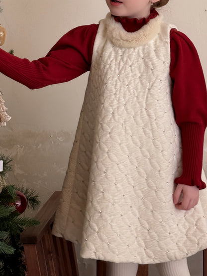 ノースリーブキルトワンピース ビーズ刺繍 キルティングドレス【mh0011885】