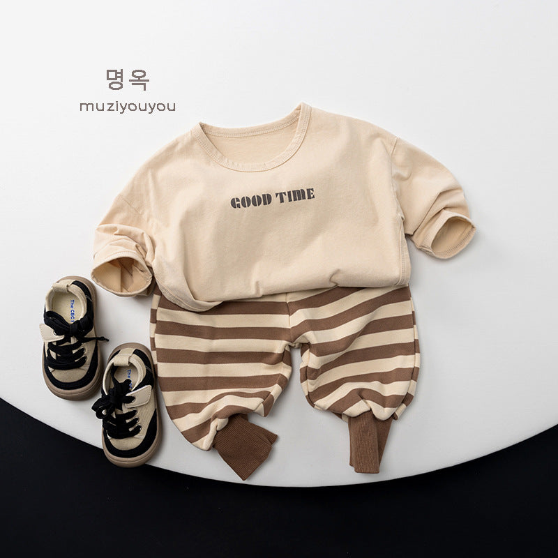 -GOOD TIMEロゴプリント長袖Tシャツ【mh0010864】 - mamahalo shop - 長袖Tシャツ -  べビー服 - 子供服 - 男の子 - 女の子