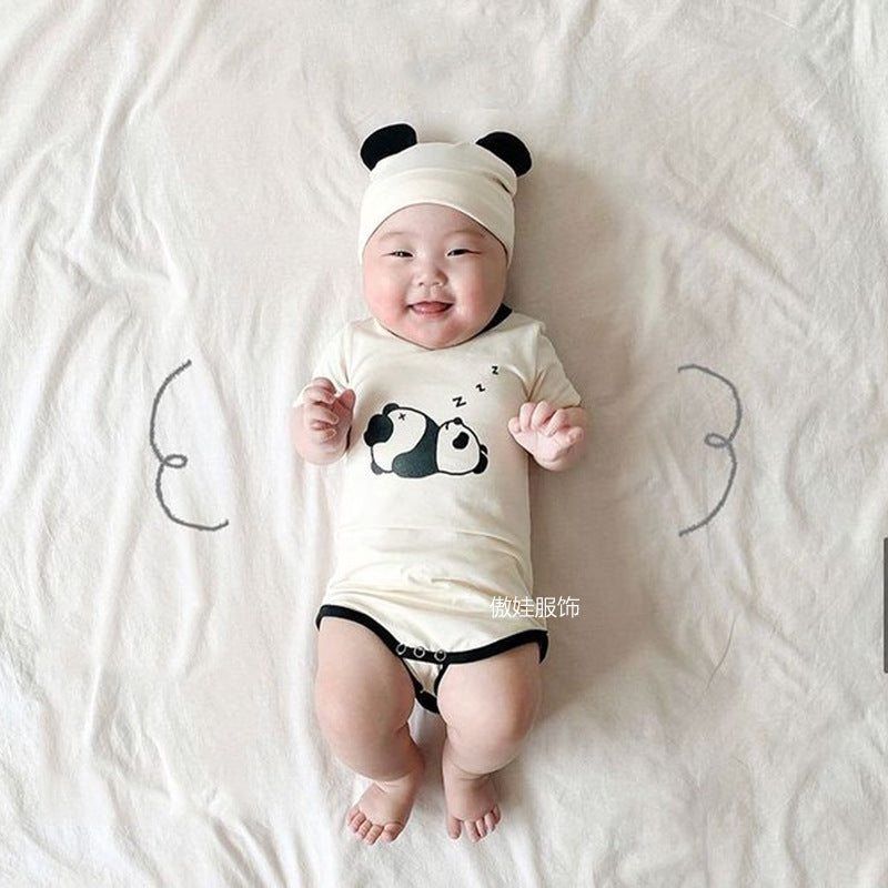 Panda Costume Short-Sleeve Romper With Hat Set パンダ 半袖ロンパース コスチューム【mh0013355】