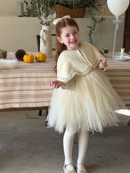 ノースリーブドレスワンピース/ケープ チュールスカート パーティ プリンセス【mh0011879】