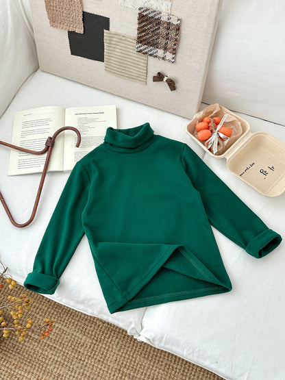 長袖Tシャツ キッズ ハイネック 無地 ベーシック くすみカラー トップス【mh0011664】