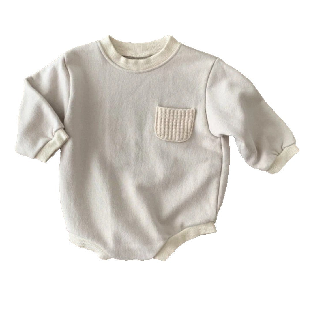 -長袖ロンパース スウェット アクセントカラー 胸ポケット【mh0011363】 - mamahalo shop - 長袖ロンパース -  べビー服 - 子供服 - 男の子 - 女の子