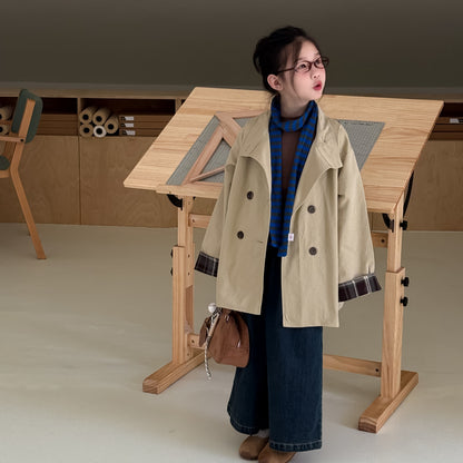 -無地ロング丈トレンチコートジャケット 襟付きカジュアルアウター【mh0010782】 - mamahalo shop - ショートコート・ジャケット・ジャンパー -  べビー服 - 子供服 - 男の子 - 女の子