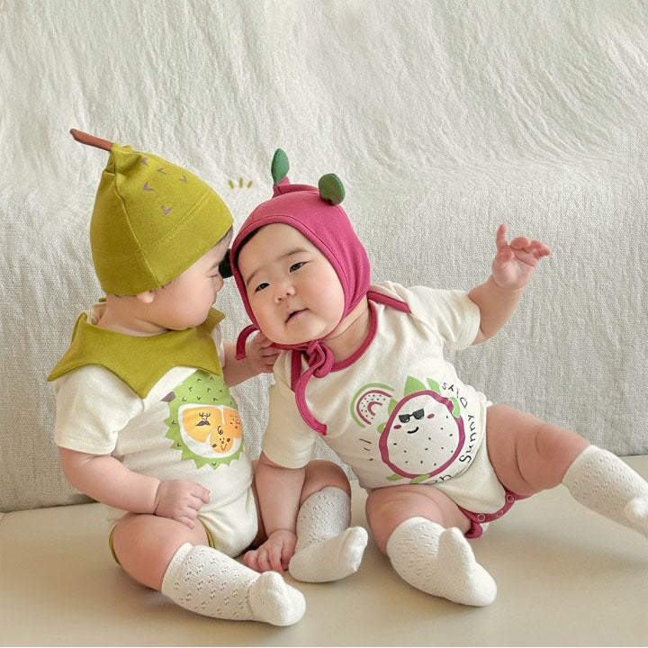 Dragon Fruit Short Sleeve Romper With Hat ドラゴンフルーツ 半袖ロンパース【mh0013390】