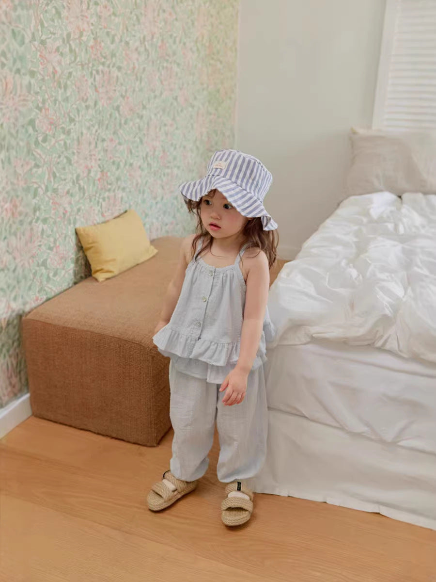 Fashionable Camisole Frill Pants Ruffle Camisole Long Pants [mh0013276]