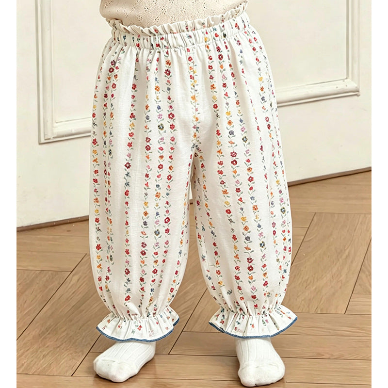Floral Ruffle Pocket Long Pants ボタニカル ロングパンツ【mh0013489】
