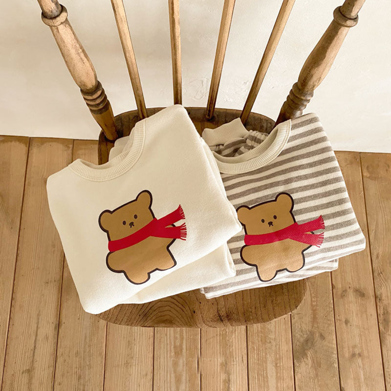 ベビー ボーダー くま ベア ルーズ 長袖スウェット ロングパンツ セット【mh0000689】 - Mamahalo shop
