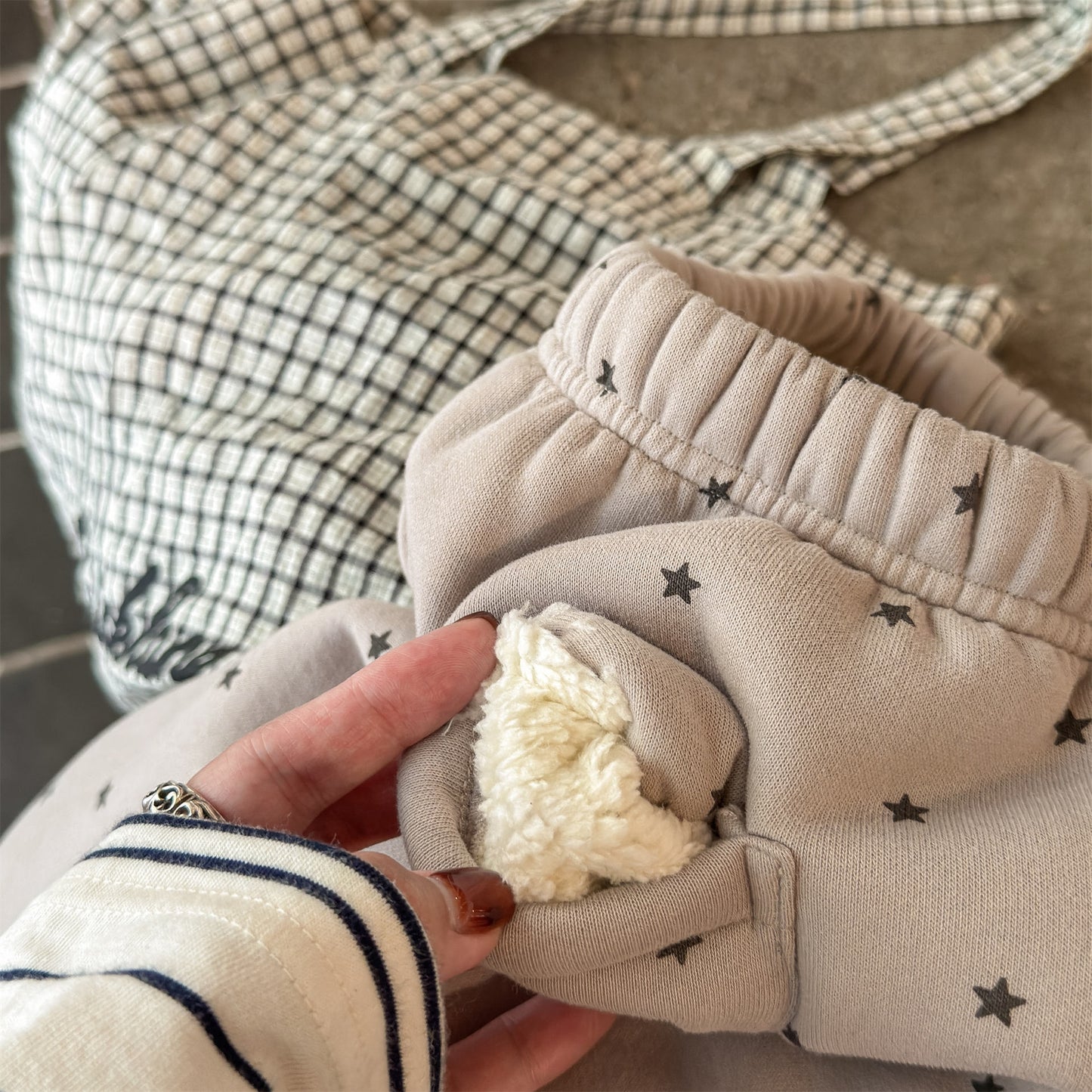 裏ボアスウェットパンツ 星スタープリント 暖パン ジャージ【mh0011907】