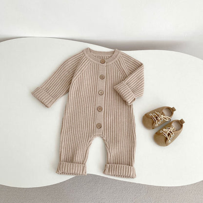 -リブニット長袖ジャンプスーツ【mh0010849】 - mamahalo shop - 長袖ロンパース -  べビー服 - 子供服 - 男の子 - 女の子