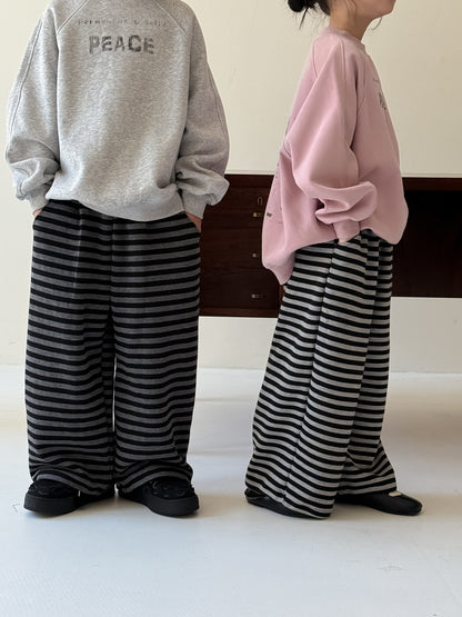 -ボーダーワイドパンツ ゆったりストレートスウェットパンツ【mh0010774】 - mamahalo shop - ロングパンツ・スウェットパンツ -  べビー服 - 子供服 - 男の子 - 女の子