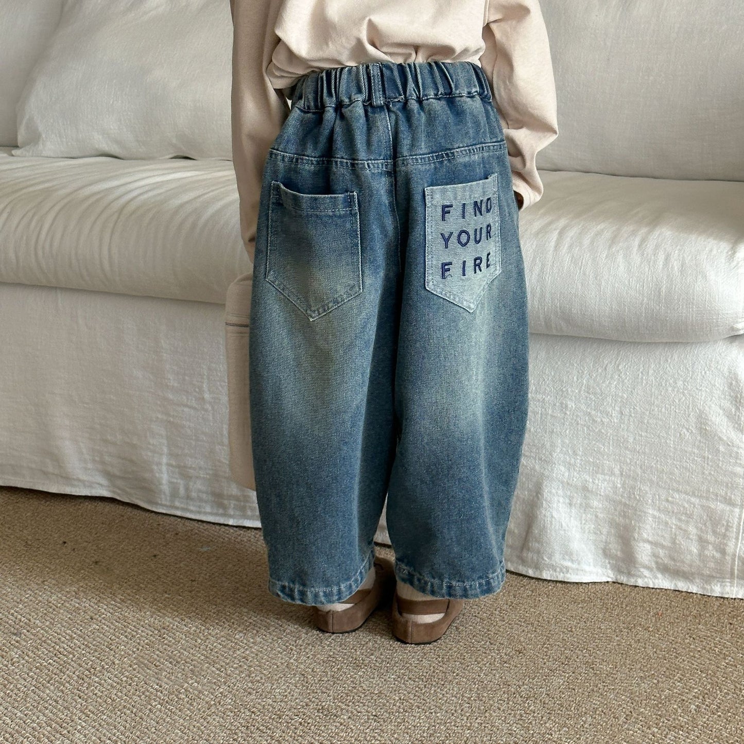 -バックロゴ刺繍バルーンデニムパンツ【mh0011248】 - mamahalo shop - デニムパンツ -  べビー服 - 子供服 - 男の子 - 女の子