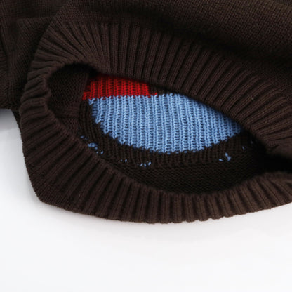 ニットセーター ピエロ スマイルフェイス 刺繍 プルオーバー【mh0011776】