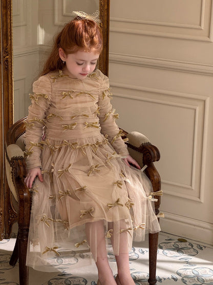 -ベロアリボンチュールロングドレスワンピース【mh0011210】 - mamahalo shop - 長袖ワンピース -  べビー服 - 子供服 - 男の子 - 女の子