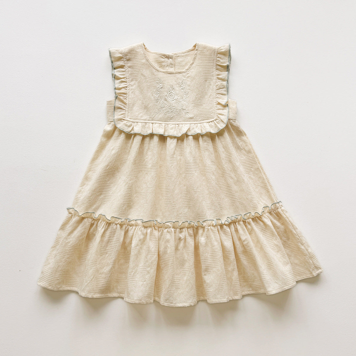 French Vintage Flower Embroidered Dress フレンチ ノースリーブワンピース【mh0013654】