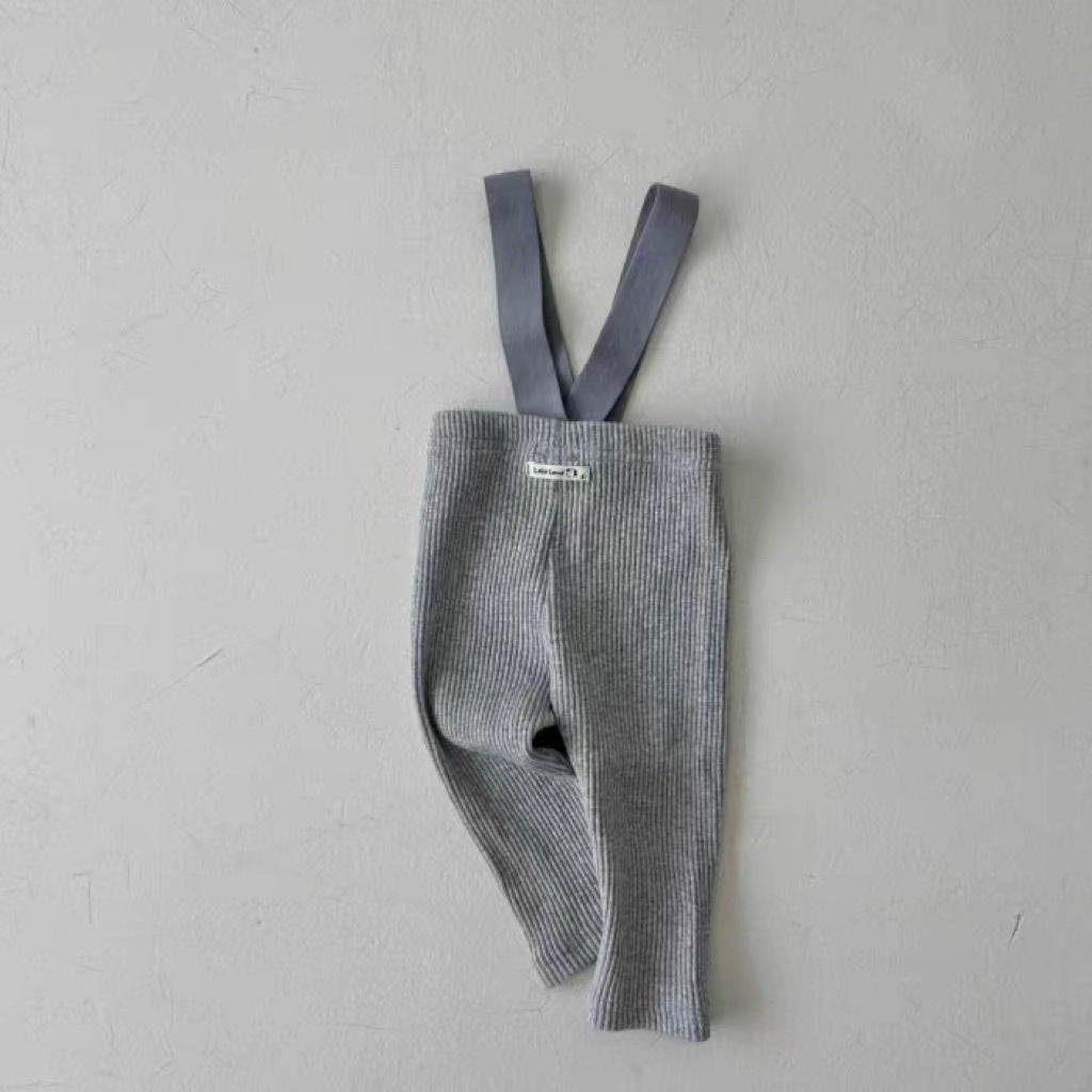 Ribbed Suspender Long Pants リブ編み サスペンダー レギンスパンツ【mh0013030】