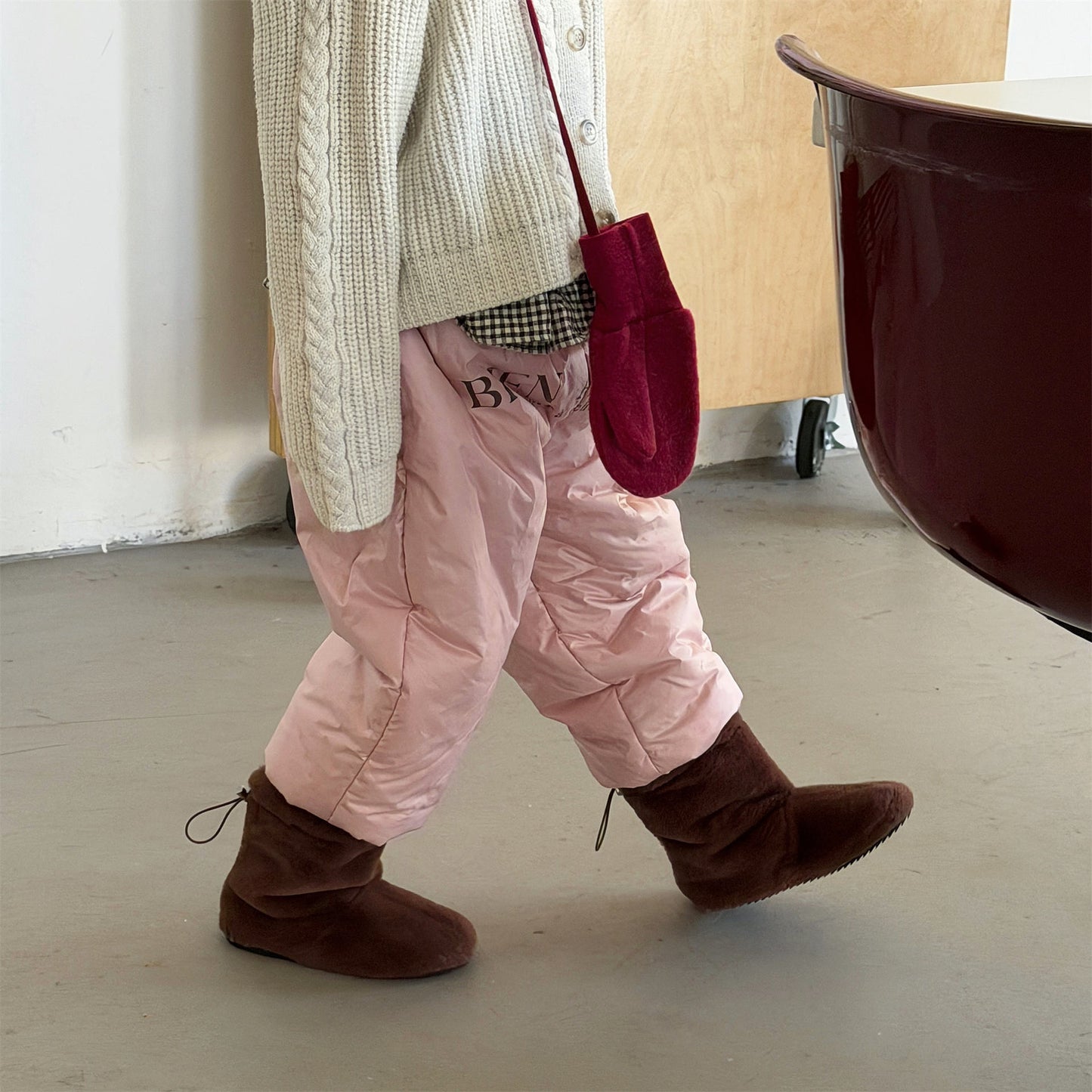 中綿防寒パンツ ジョガーパンツ 暖パン ロゴプリント【mh0011916】