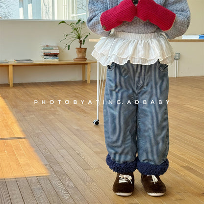 裏ボアデニムパンツ ストライプ 暖パン ジーンズ【mh0011914】