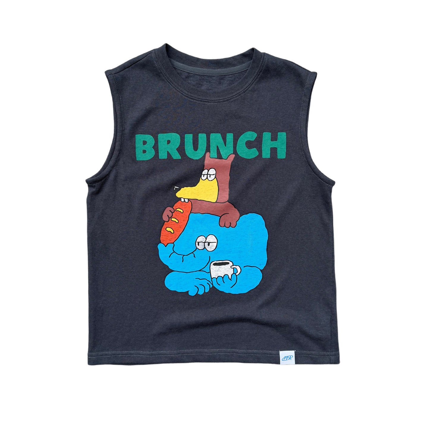Cartoon Animal Print Sleeveless Tee アニマル ノースリーブTシャツ【mh0013624】