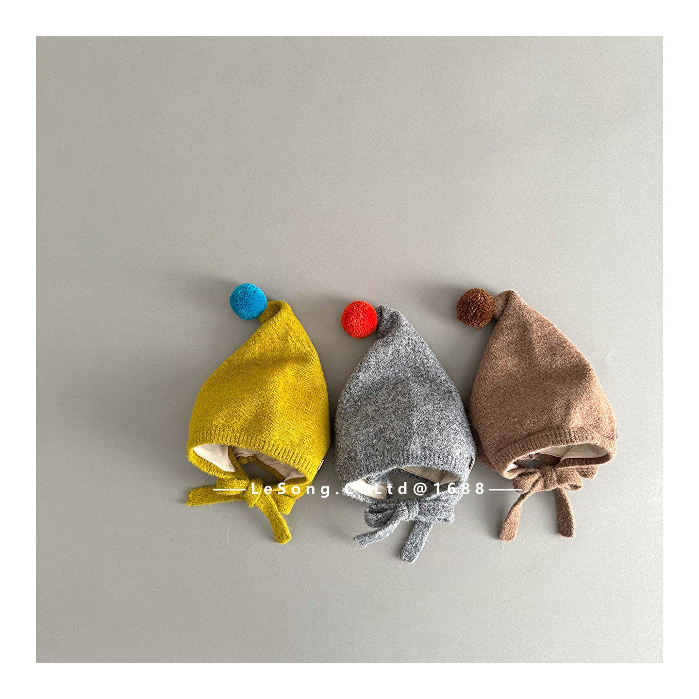 ベビー帽子 ぽんぽん付き 小人キャップ ピクシーハット【mh0011812】