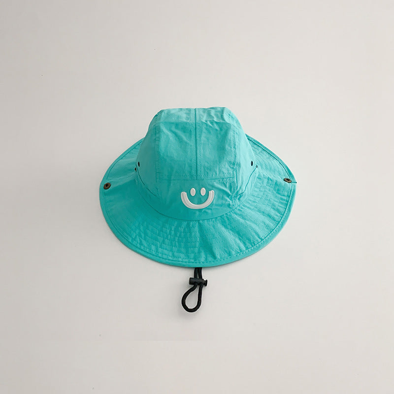 -キッズ帽子 サマーハット サファリハット フィッシャーマンハット スマイル刺繍ワンポイント【mh0005872】 - mamahalo shop - ベビー用帽子 -  べビー服 - 子供服 - 男の子 - 女の子